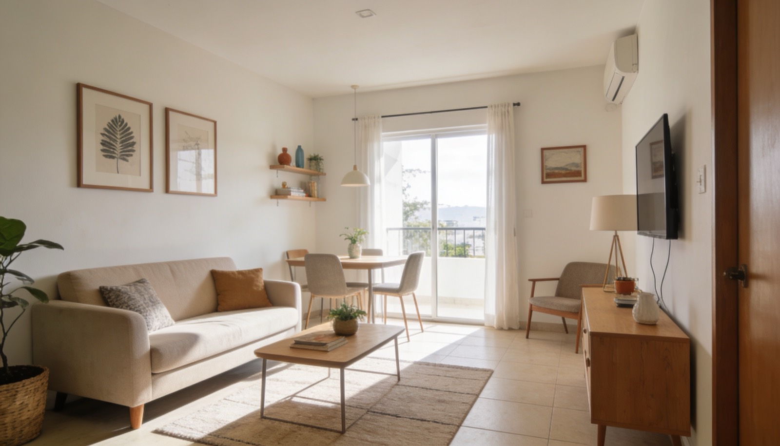 Clean, simple interior of an affordable house in Mazatlán