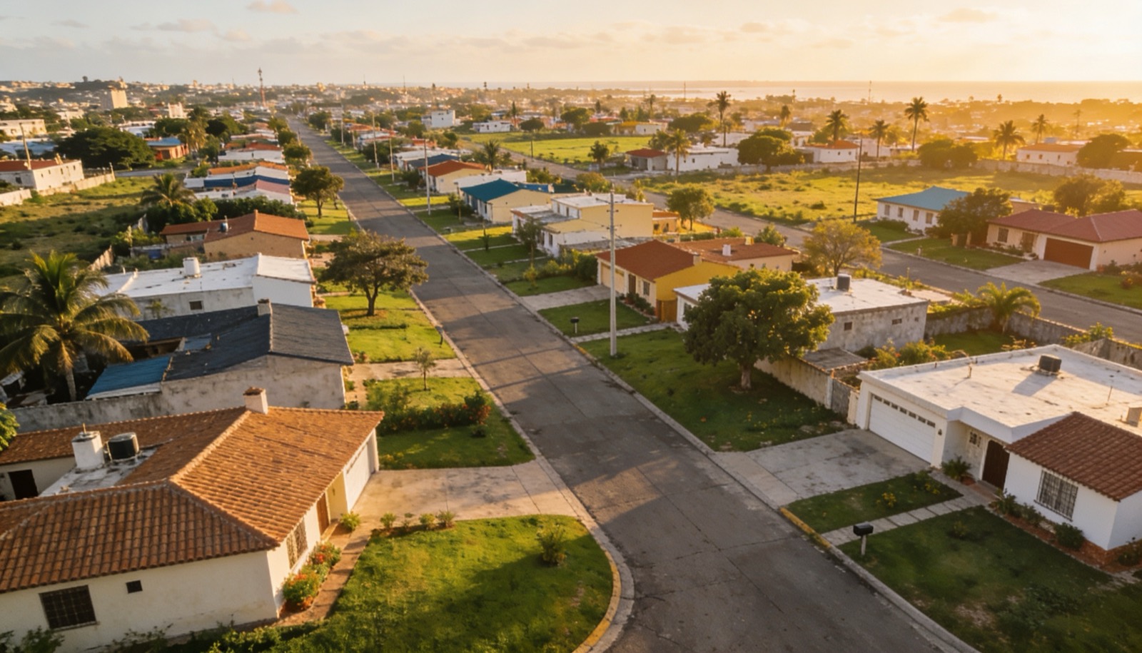 Vista de una zona residencial tranquila con casas para rentar en Mazatlán