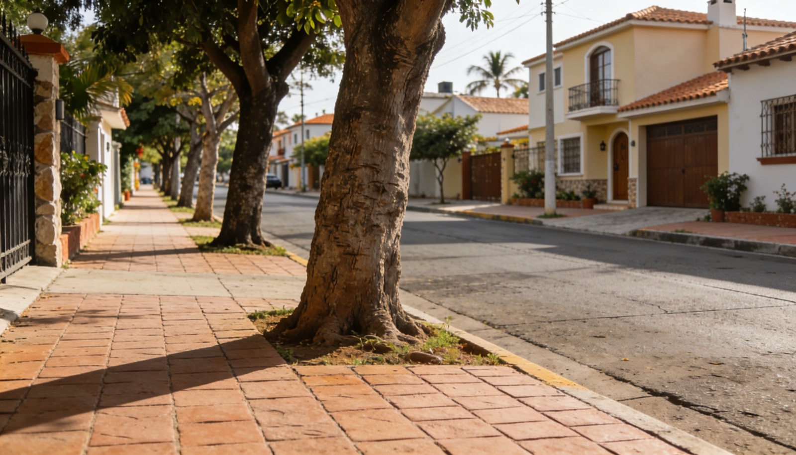 Calle de un fraccionamiento tranquilo con casas en renta en Mazatlán