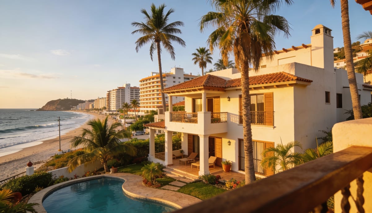 Casas residenciales cerca de la playa en la Zona Dorada de Mazatlán