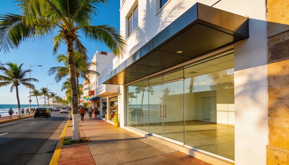 Local comercial en renta con escaparate en una avenida de Mazatlán
