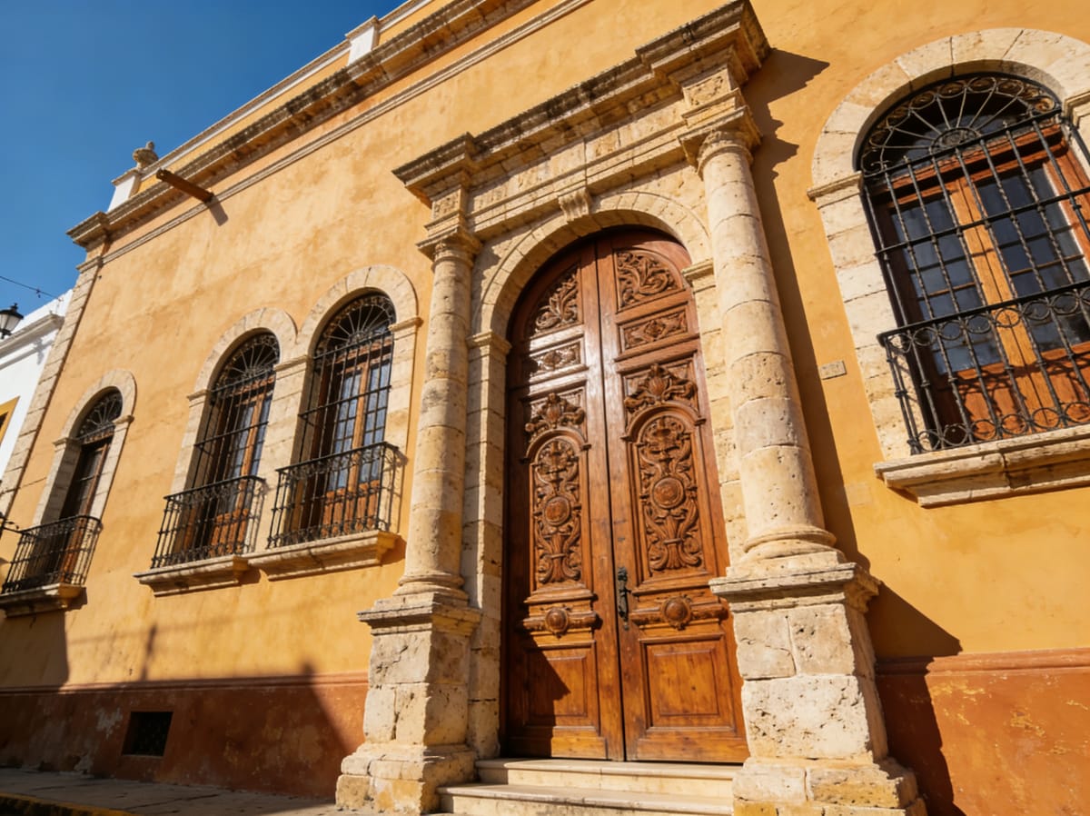 Fachada de casa colonial restaurada en el Centro Histórico de Mazatlán